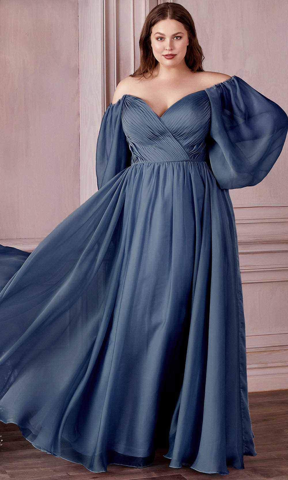 Cinderella Divine CD243C - Bishop Sleeve Prom Gown - view 9