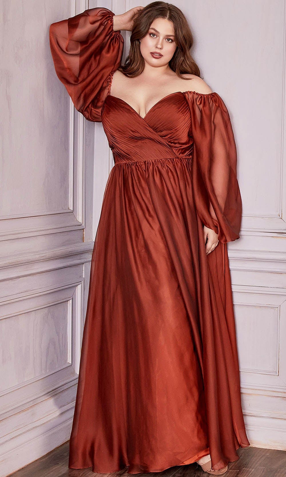 Cinderella Divine CD243C - Bishop Sleeve Prom Gown - view 8