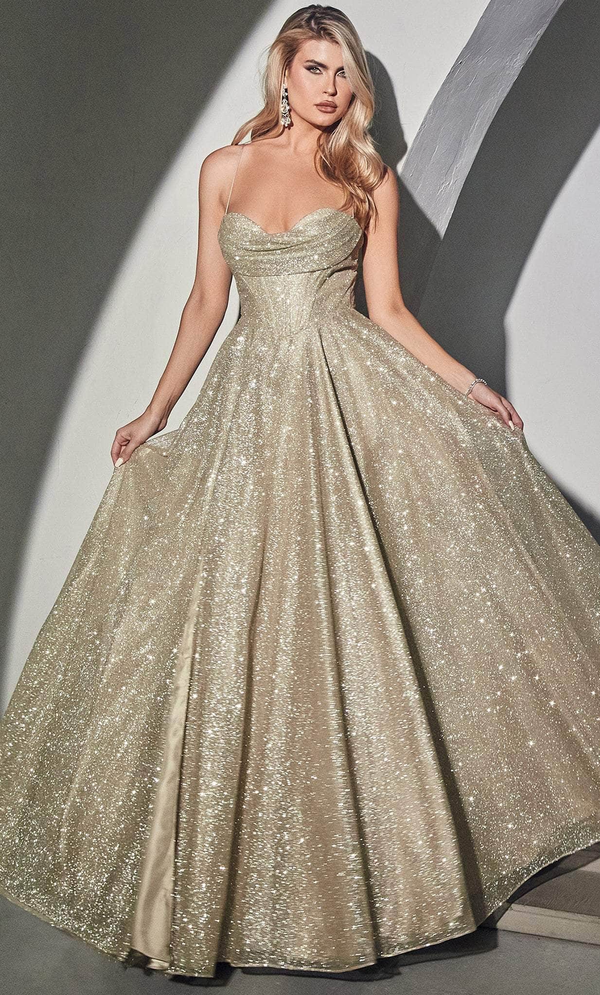 Cinderella Divine CD252 - Sweetheart Glitter A-Line Prom Dress - view 5