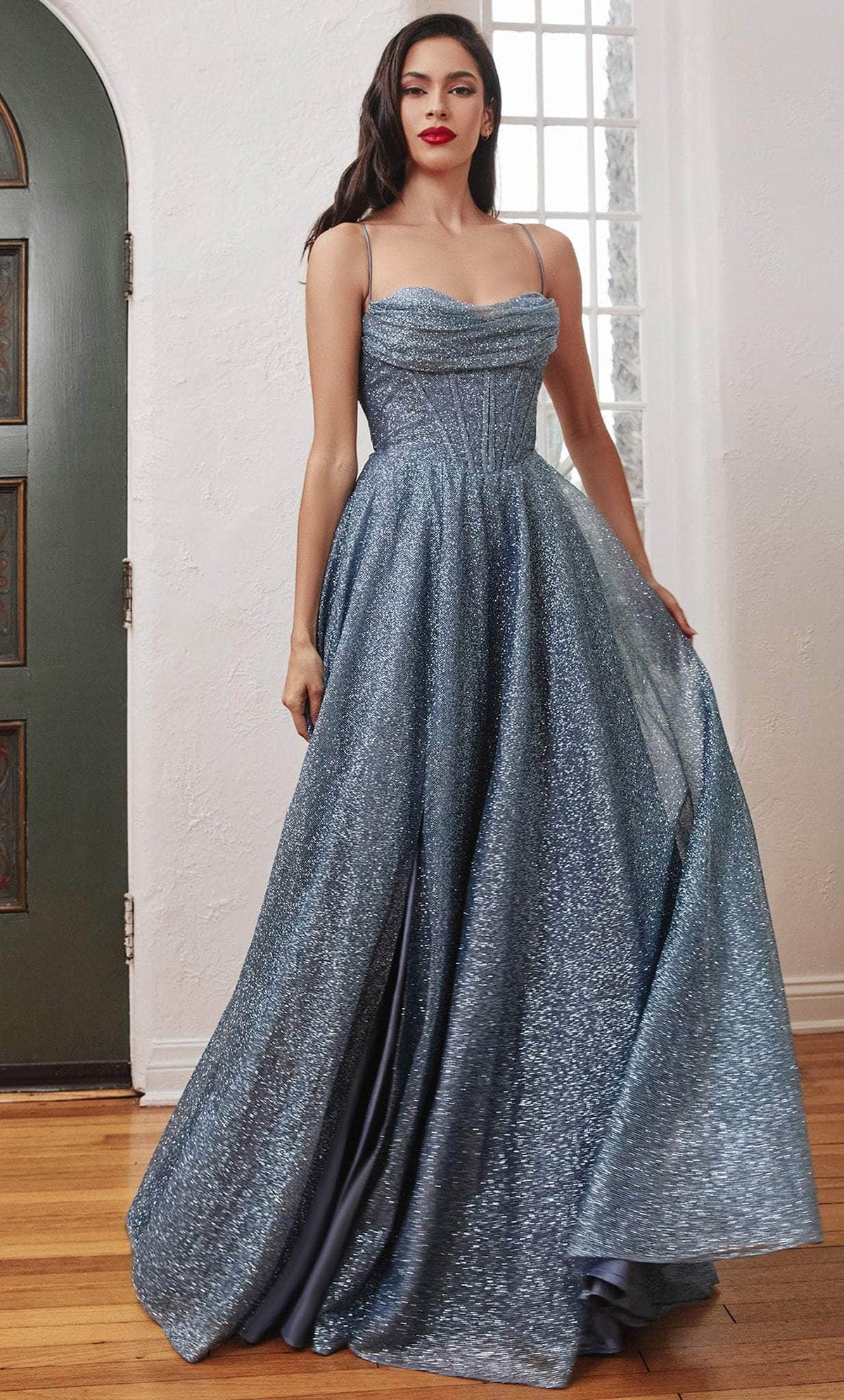 Cinderella Divine CD252 - Sweetheart Glitter A-Line Prom Dress - view 8