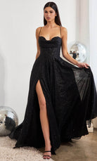 Cinderella Divine CD252 - Sweetheart Glitter A-Line Prom Dress - view 4