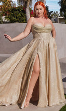 Cinderella Divine CD252C - Glittering Cowl Neck Formal Gown