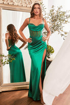 Cinderella Divine CD265 - Sweetheart High Slit Prom Dress - view 11