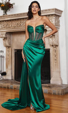 Cinderella Divine CD269 - Classic Prom Dress with Sheer Corset Detail - back view