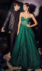 Cinderella Divine CD275 - Strapless Illusin Corset Prom Dress - detail view