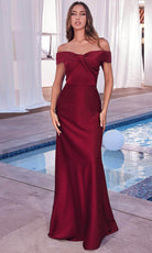 Cinderella Divine CD325 - Knotted Off-Shoulder Prom Dress - back view