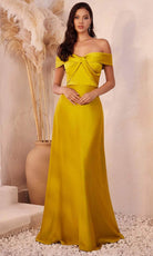 Cinderella Divine CD325 - Knotted Off-Shoulder Prom Dress - detail view