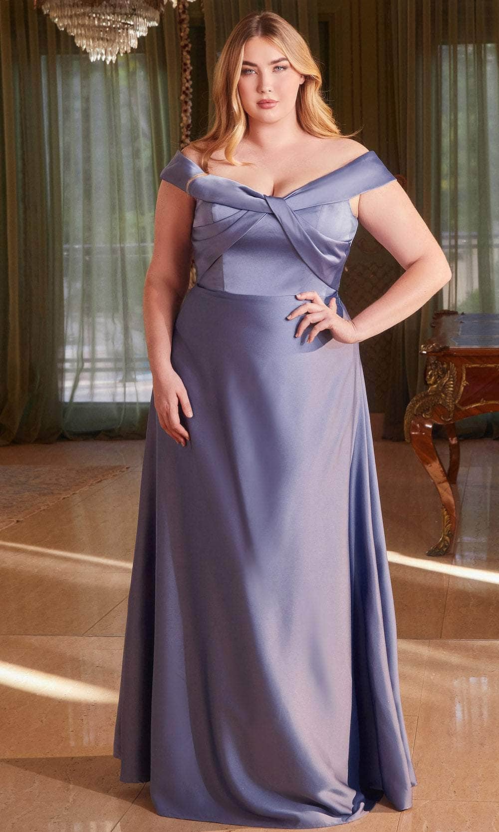 Cinderella Divine CD325 - Knotted Off-Shoulder Prom Dress - view 8
