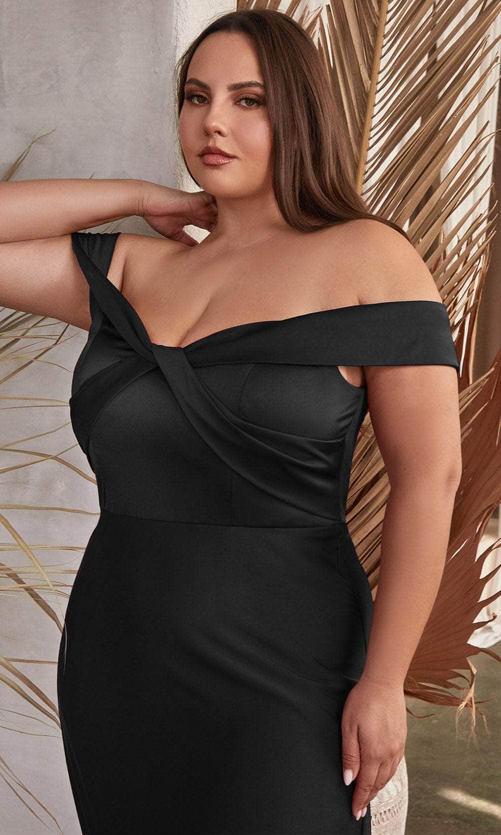 Cinderella Divine CD325 - Knotted Off-Shoulder Prom Dress - view 13