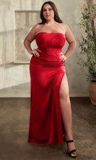 Cinderella Divine CD326 - Prom Gown with Pleated Bodice and Semi-Sweetheart Neckline