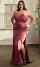 Cinderella Divine CD326 - Prom Gown with Pleated Bodice and Semi-Sweetheart Neckline