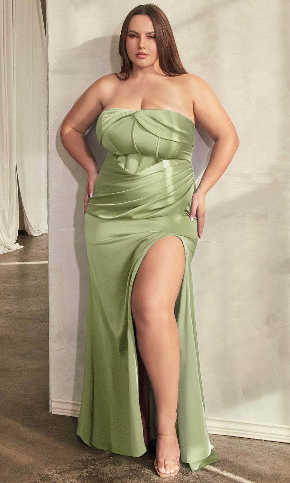 Cinderella Divine CD326 - Prom Gown with Pleated Bodice and Semi-Sweetheart Neckline - view 10