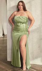 Cinderella Divine CD326C - Strapless with Corset Bodice Prom Dress