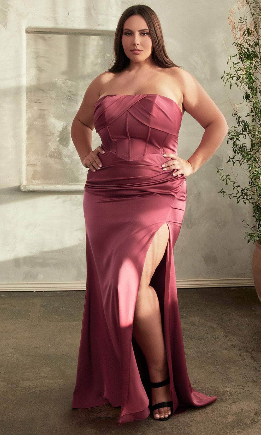 Cinderella Divine CD326C - Strapless with Corset Bodice Prom Dress - back view