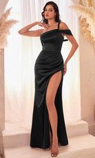 Cinderella Divine CD327 - One-Shoulder Gown with Ruched Detailing - designer prom dress at Silhouette Dresses