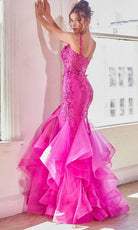 Cinderella Divine CD331 - Sleeveless with 3D Floral Appliqué Prom Dress - back view