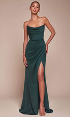 Cinderella Divine CD355 - Ruched Strapless Prom Gown - back view