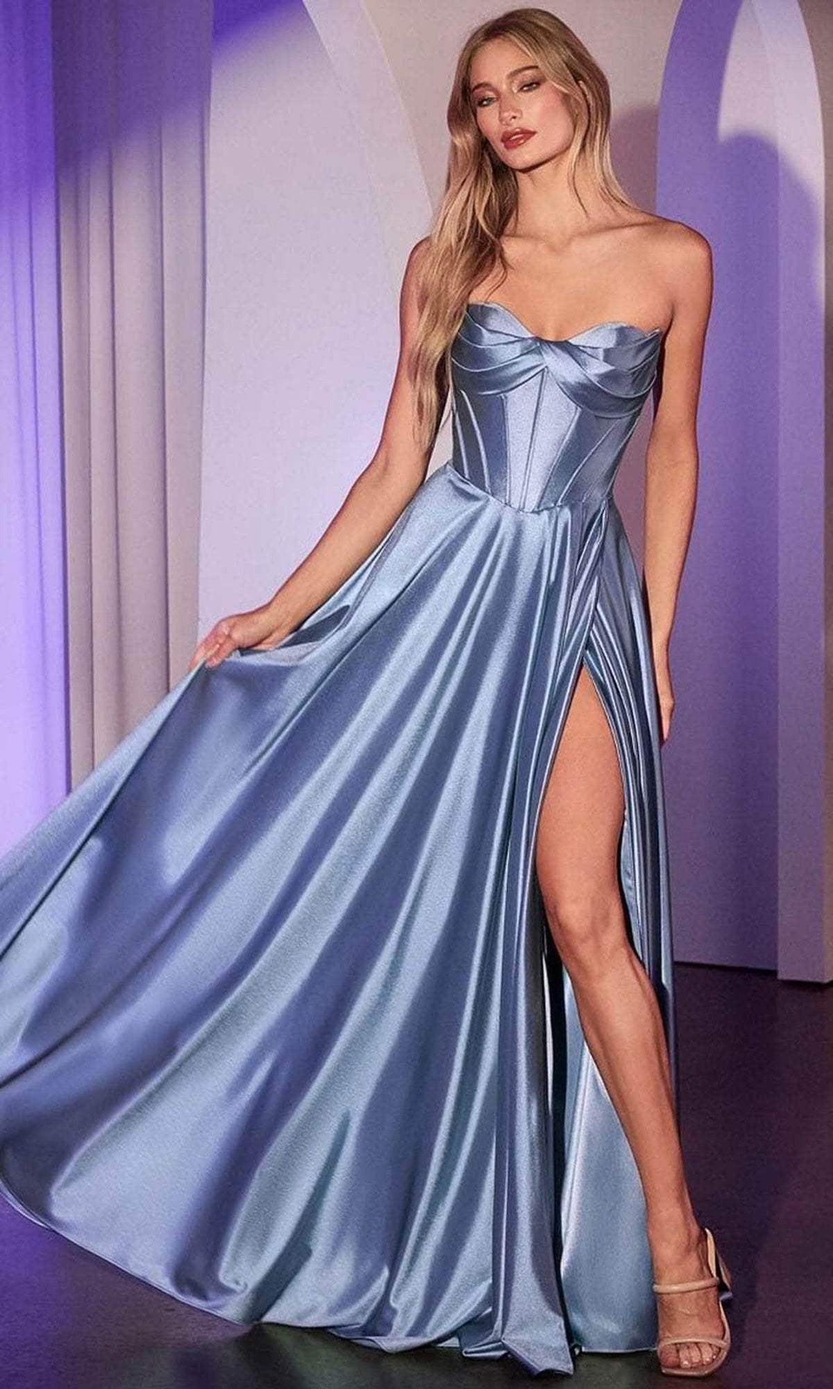 Cinderella Divine CD378 - High Slit Strapless Long Gown