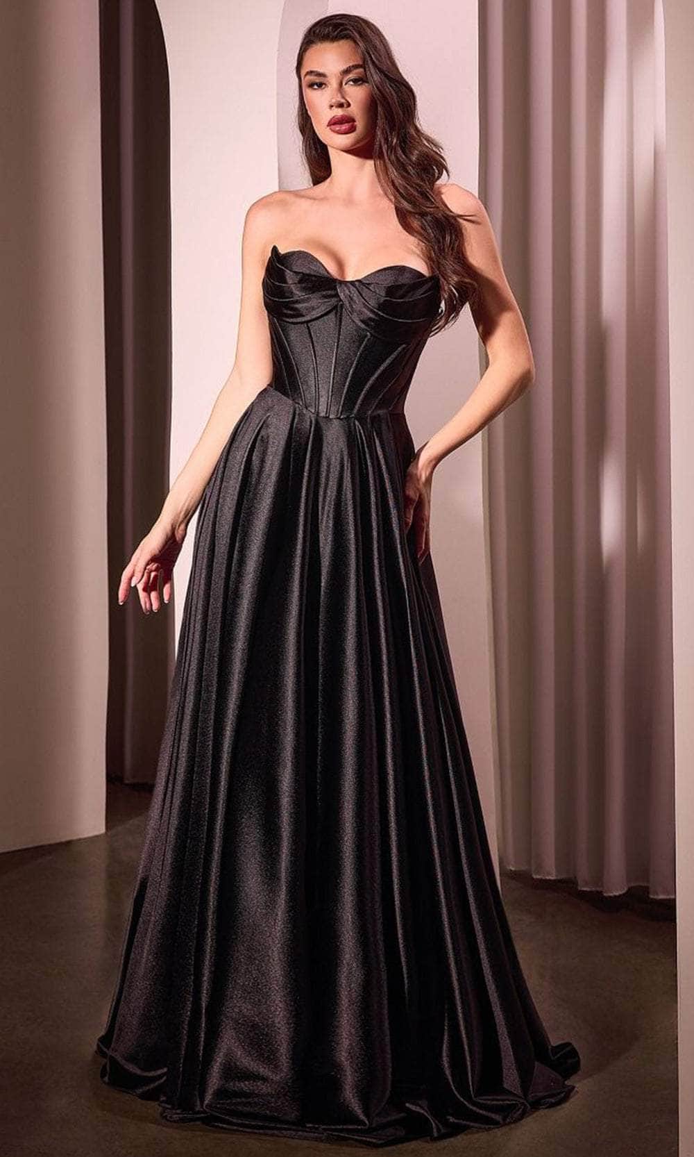 Cinderella Divine CD378 - High Slit Strapless Long Gown - Silhouette Dresses