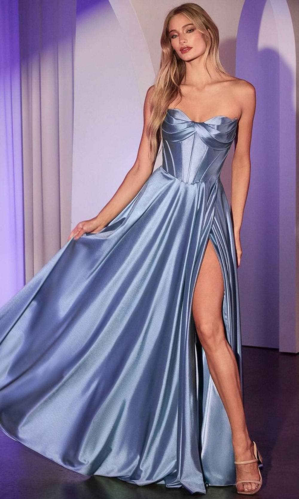 Cinderella Divine CD378 - High Slit Strapless Long Gown - view 5