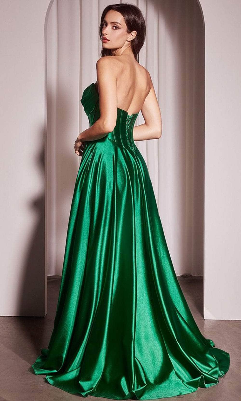 Cinderella Divine CD378 - High Slit Strapless Long Gown - detail view