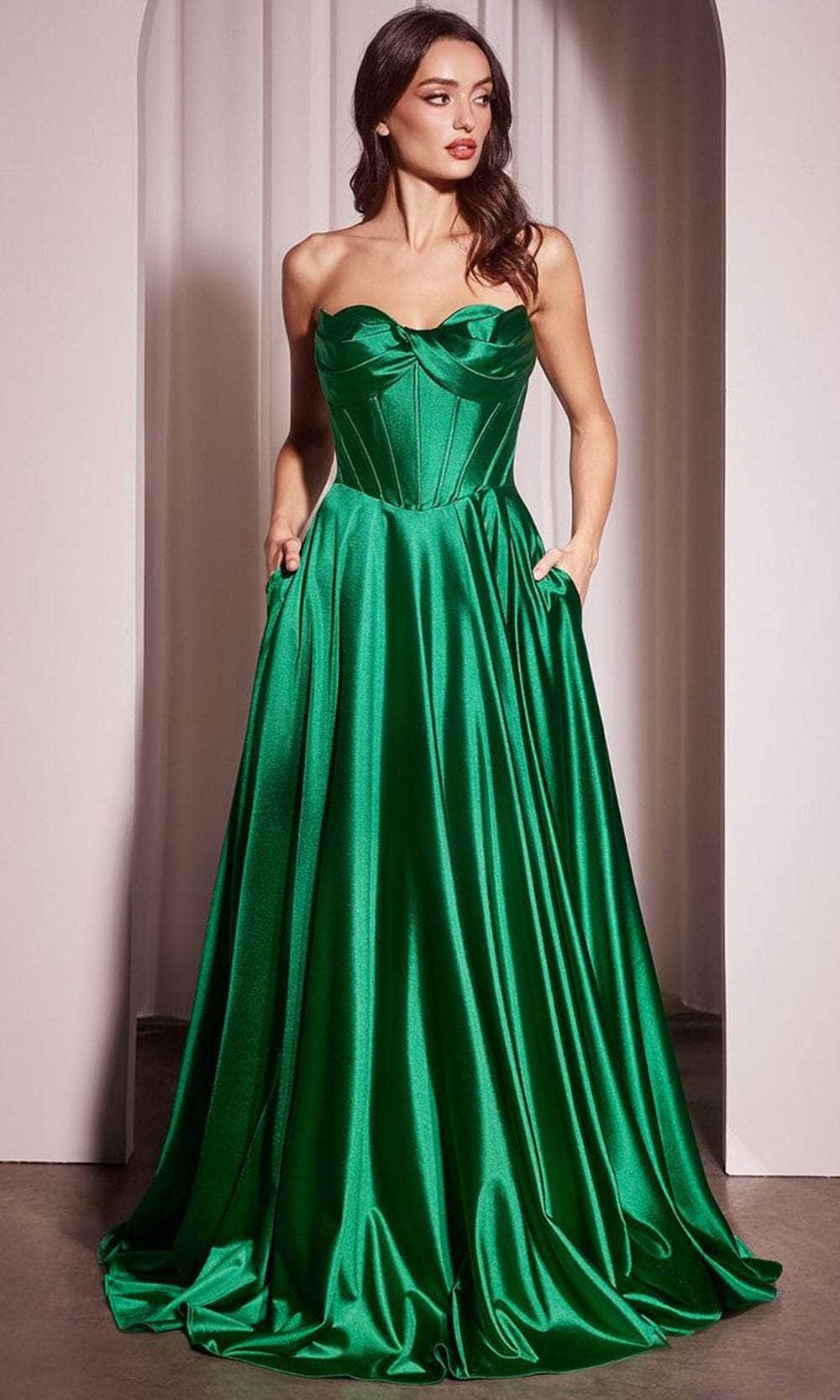Cinderella Divine CD378 - High Slit Strapless Long Gown - view 4