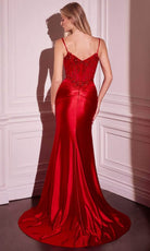 Cinderella Divine CD776 - Illusion V-Neck Long Gown - back view