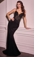 Cinderella Divine CD779 - Beaded Illusion Long Gown - designer prom dress at Silhouette Dresses