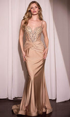 Cinderella Divine CD779 - Beaded Illusion Long Gown - back view