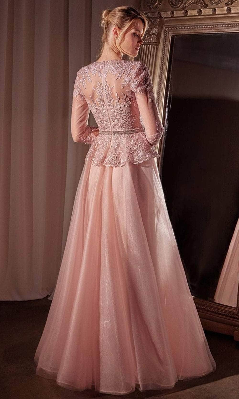 Cinderella Divine CD789 - Lace Deep V-Neck Evening Gown - Silhouette Dresses