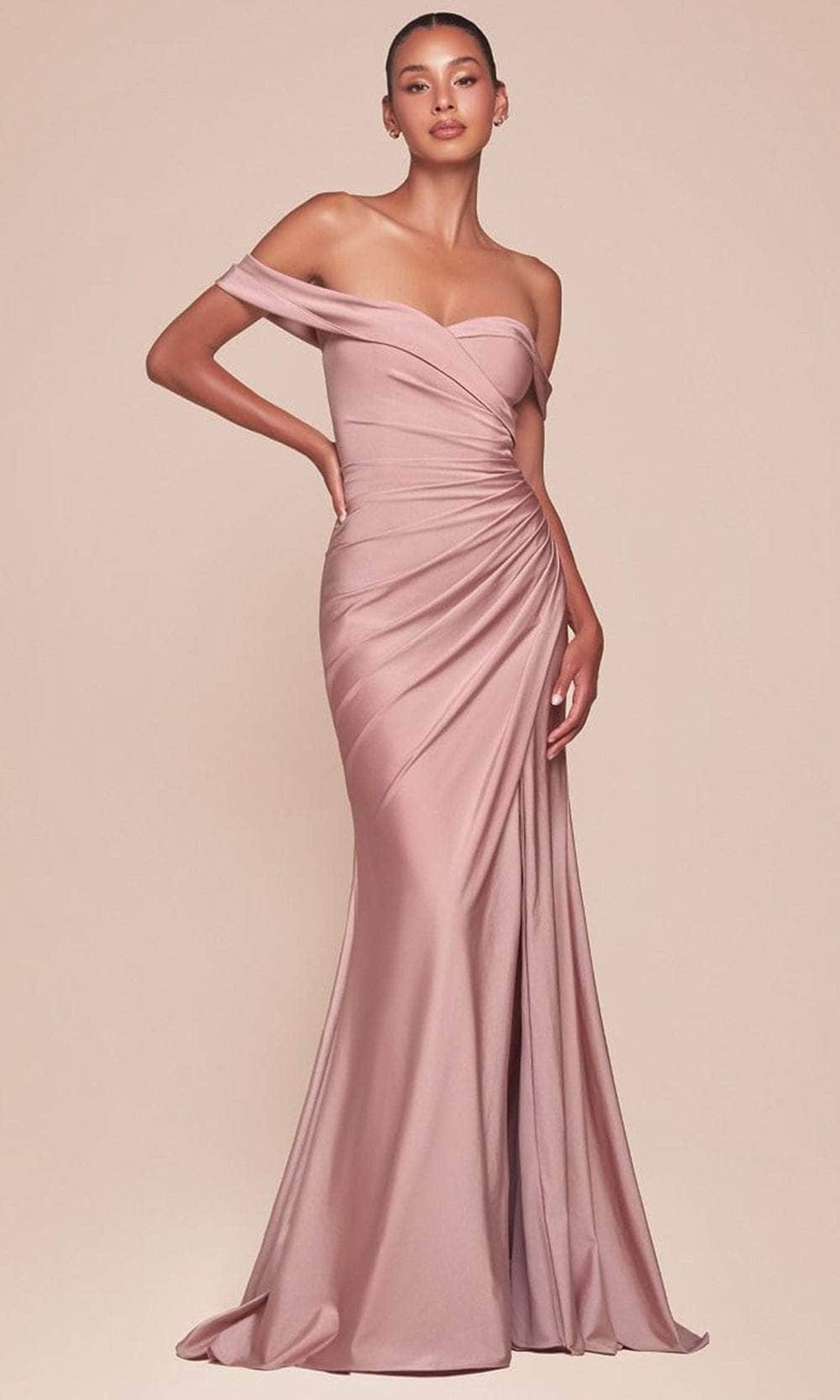 Cinderella Divine CD790C - Off Shoulder Satin Plus Gown