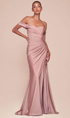 Cinderella Divine CD790C - Off Shoulder Satin Plus Gown