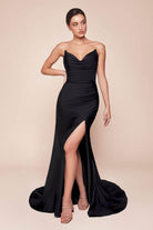Cinderella Divine CD791 - Strapless Stretch Satin Prom Dress - detail view