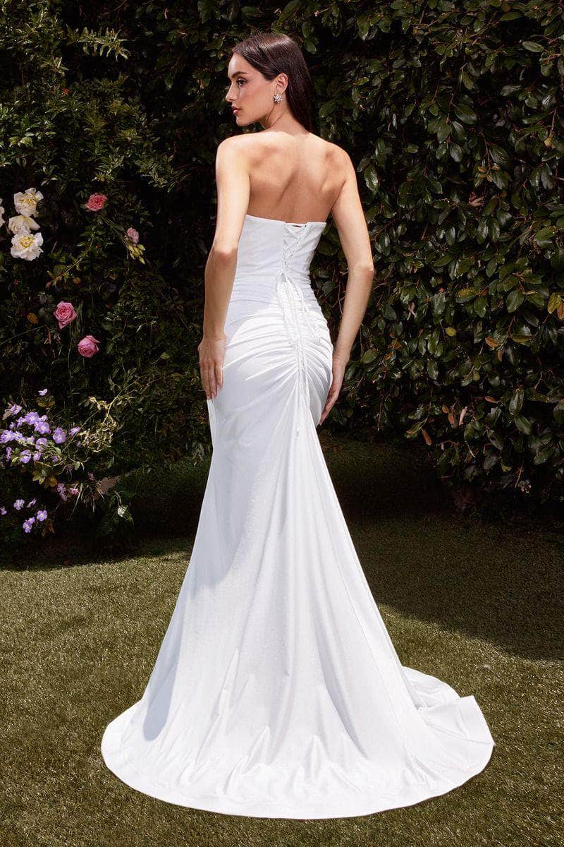 Cinderella Divine CD791W - Strapless Stretch Satin Wedding Dress - back view