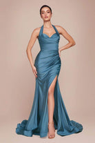 Cinderella Divine CD796C - Ruched Halter Long Gown