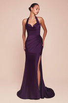 Cinderella Divine CD796C - Ruched Halter Long Gown - view 9