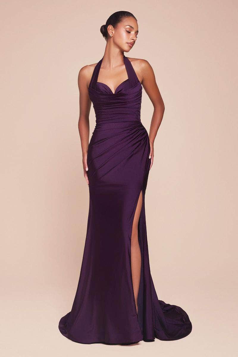 Cinderella Divine CD796C - Ruched Halter Long Gown - view 9