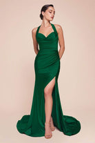 Cinderella Divine CD796C - Ruched Halter Long Gown - view 10