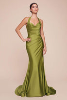 Cinderella Divine CD796C - Ruched Halter Long Gown - view 11
