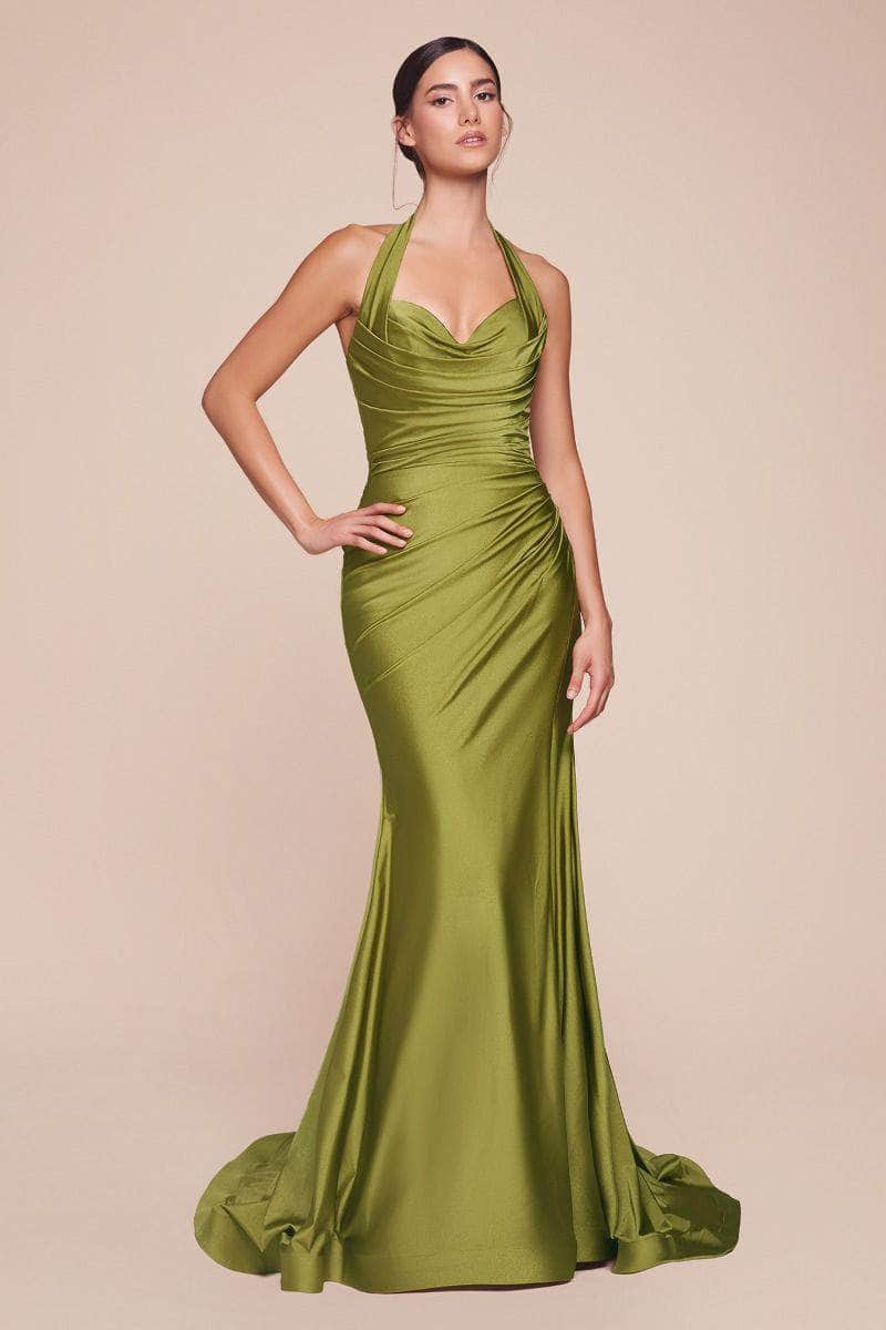 Cinderella Divine CD796C - Ruched Halter Long Gown - view 11