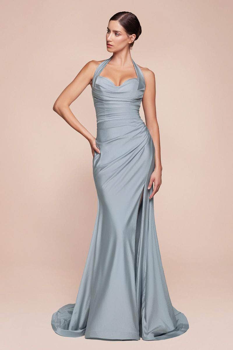 Cinderella Divine CD796C - Ruched Halter Long Gown - view 6