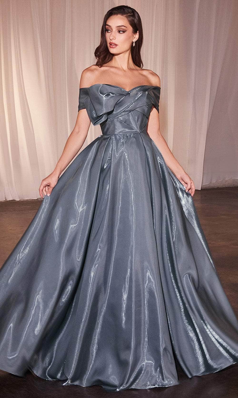 Cinderella Divine CD801 - Pleated Off-Shoulder Ballgown - back view