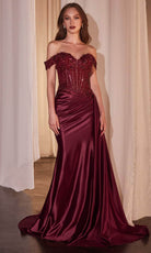Cinderella Divine CD803 - Strapless Lace Appliqued Prom Gown - back view