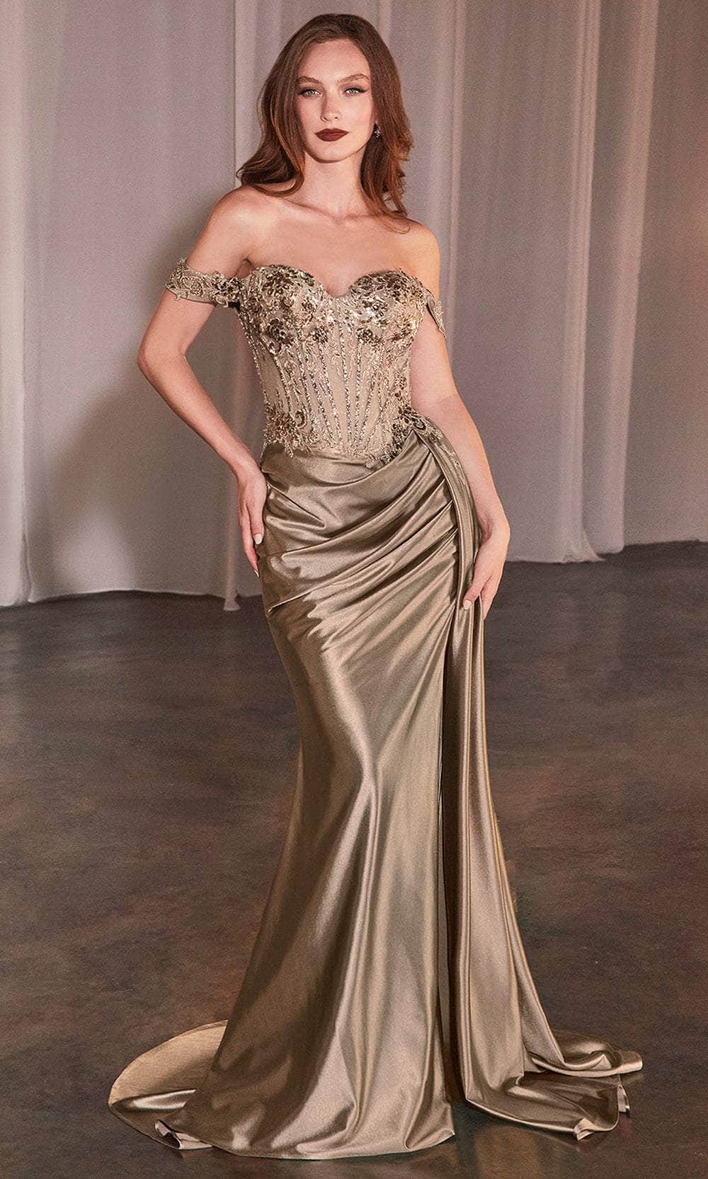 Cinderella Divine CD803 - Strapless Lace Appliqued Prom Gown - view 5
