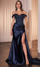 Cinderella Divine CD803 - Strapless Lace Appliqued Prom Gown - view 7
