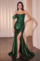Cinderella Divine CD804 - Off-Shoulder Drape Detailed Evening Gown - view 12