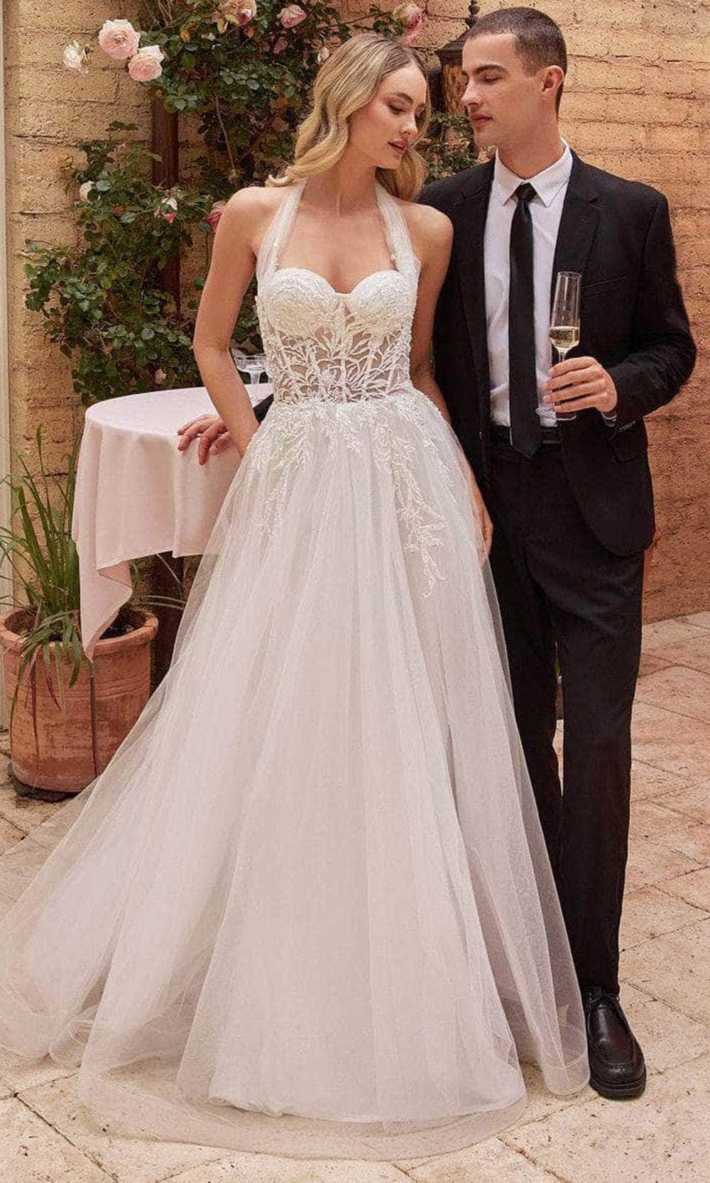 Cinderella Divine CD827W - Halter Corset Bridal Dress - Silhouette Dresses