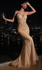 Cinderella Divine CD845 - Beaded Sleeveless with V-Neck Prom Dress