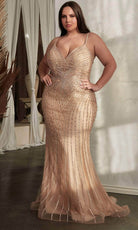 Cinderella Divine CD845 - Beaded Sleeveless with V-Neck Prom Dress - view 7