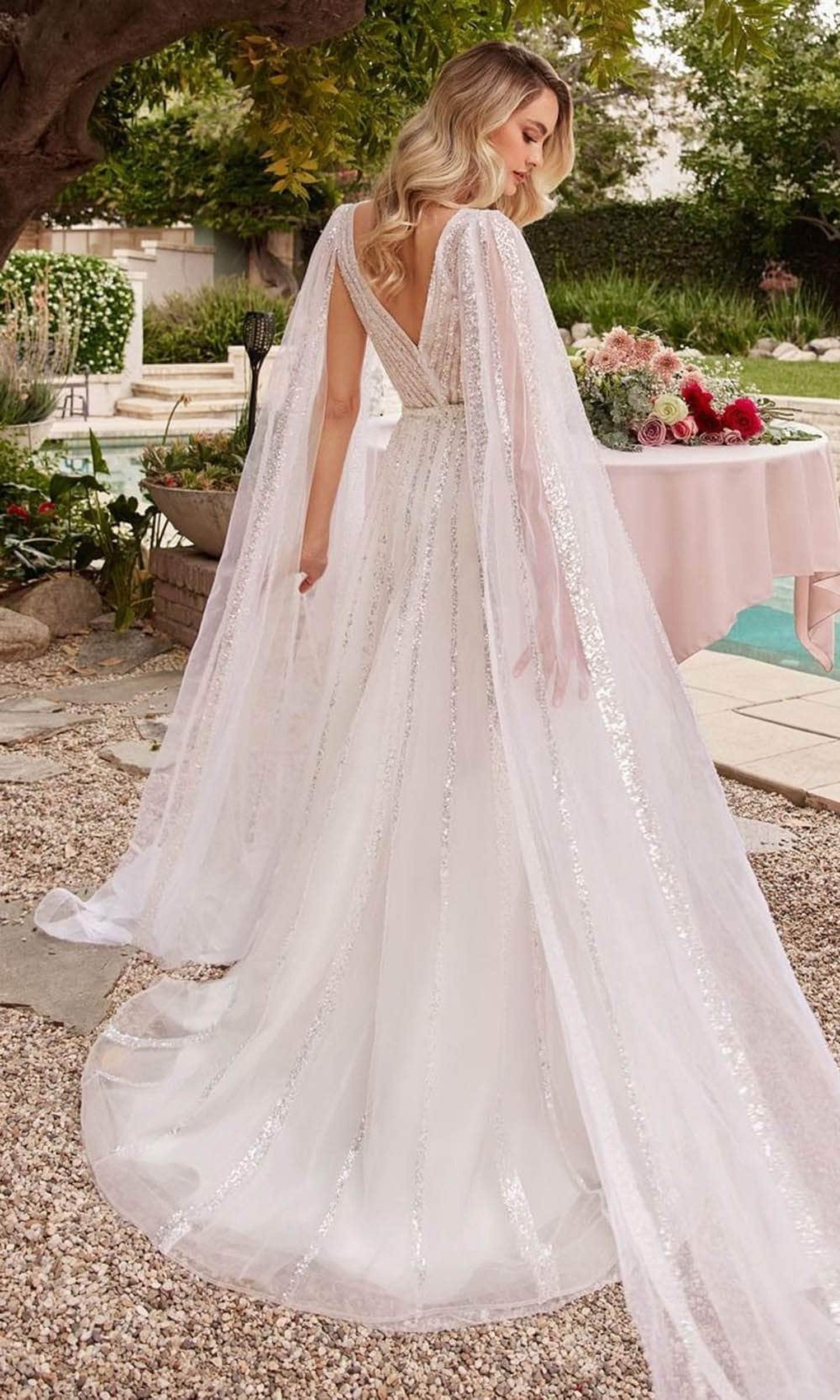 Cinderella Divine CD852W - A-line Bridal Gown with Sequin Embellishments